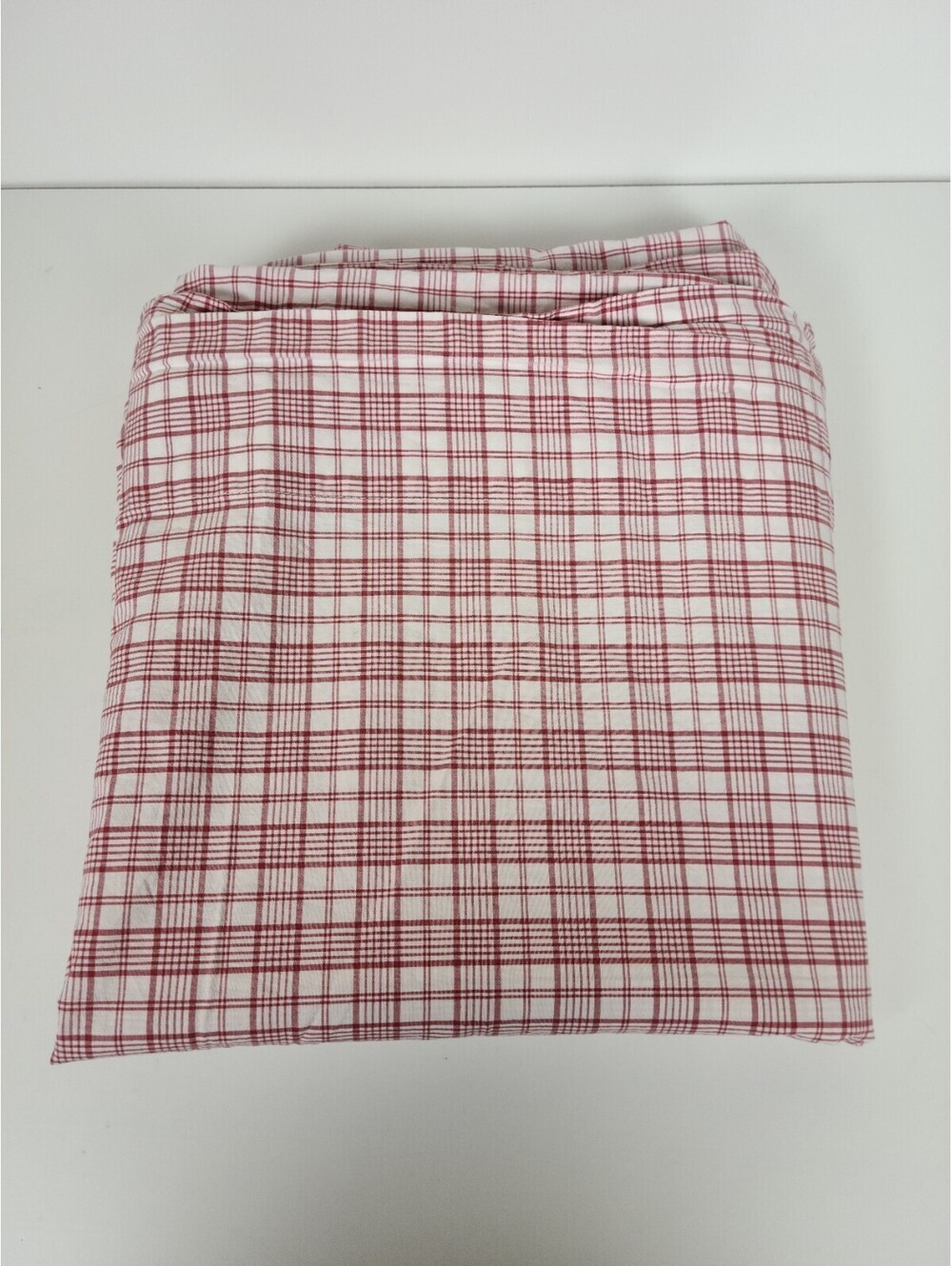 Eddie Bauer Red And White Plaid King Flat Sheet 100% Cotton